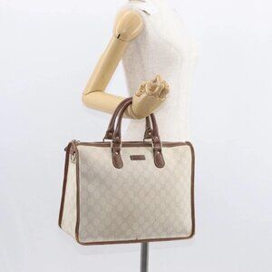 GUCCI GG Supreme Hand Bag PVC Cream Gold 190259 Auth ka255